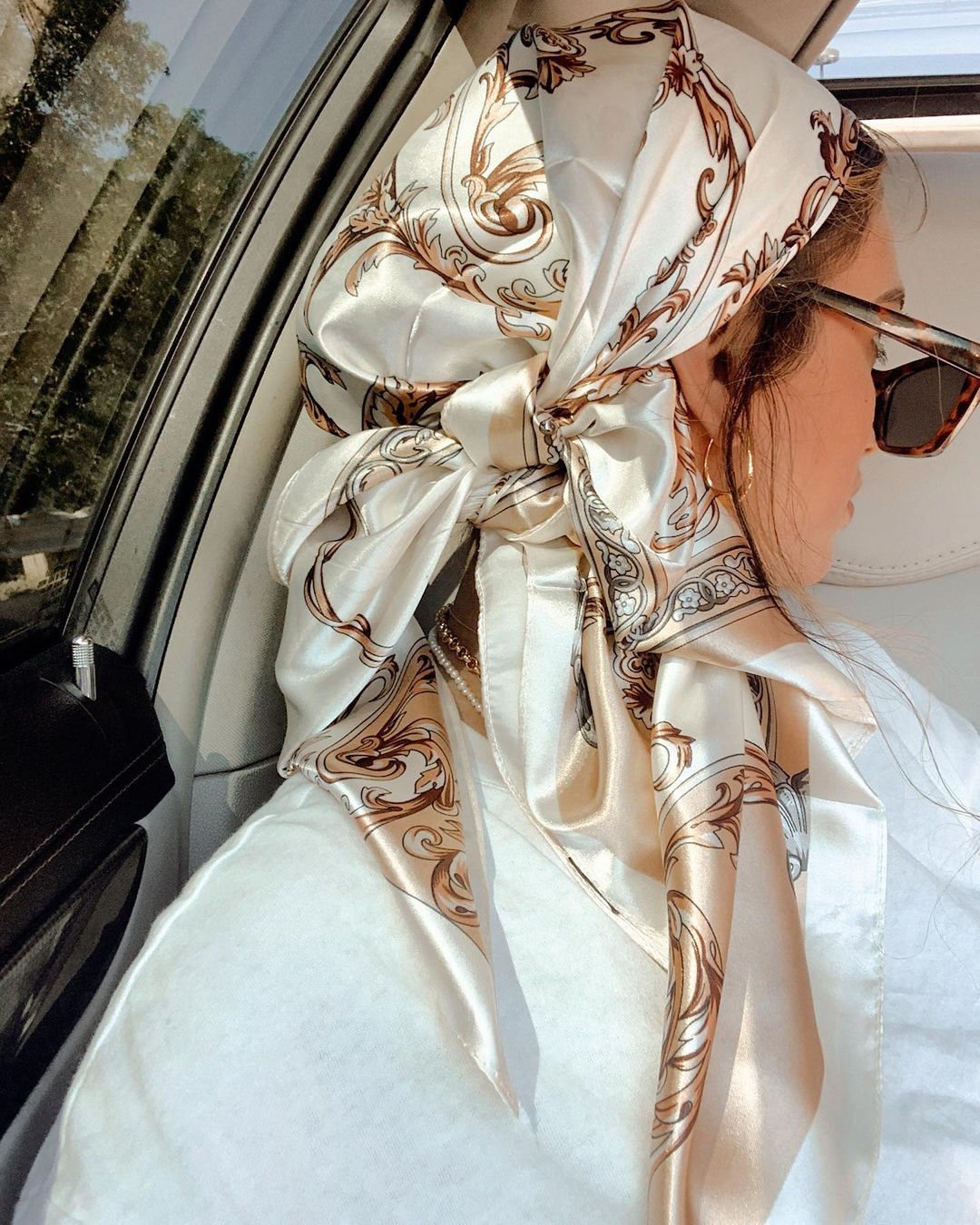 Head Wrap Turban - Satin-Quadrat-Schal für Damen, muslimischer Hijab, elegant,