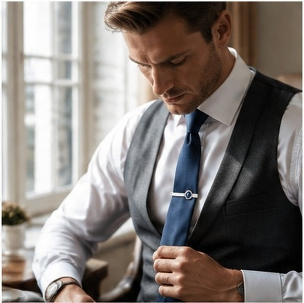 Tie Bar Set Gift - 2er-Set Herren-Krawattenklammern aus poliertem, glänzendem Edelstahl,