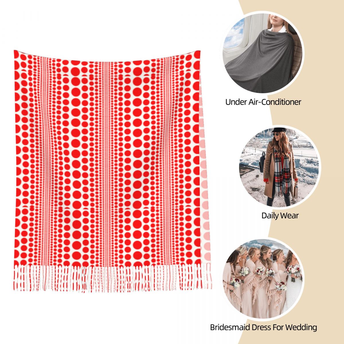 Roter Infinity-Polka-Dot-Schal – Infinity Scarf Knit Bewertung und Preis